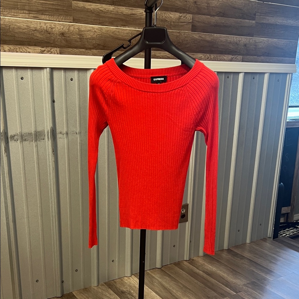 Express Bright Red Knit Top